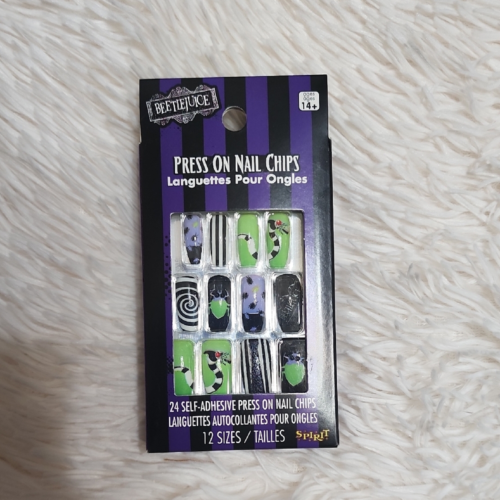 Spirit Beetlejuice Press On Nail Chips - Green, Black, White